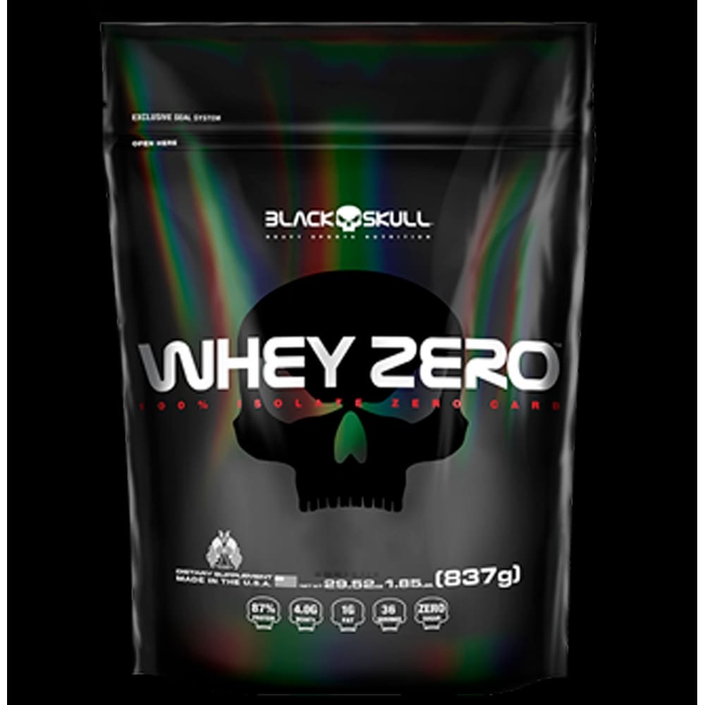 Whey Zero Refil - 837g - Morango - Black Skull