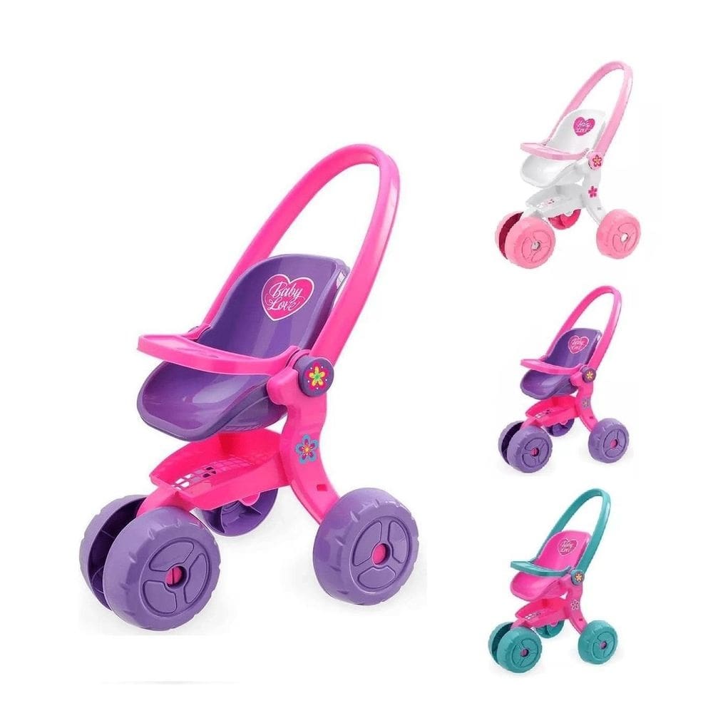 Carrinho infantil de boneca baby love diversão para crianças