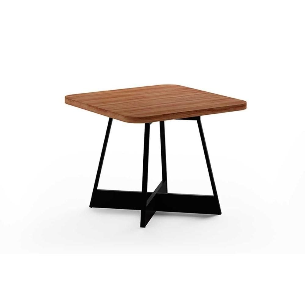 Mesa de Sala Jantar Átria 1593 Quadrada Aço c/Tampo Madeirado 90x90cm Nogal/preto/preto - Carraro