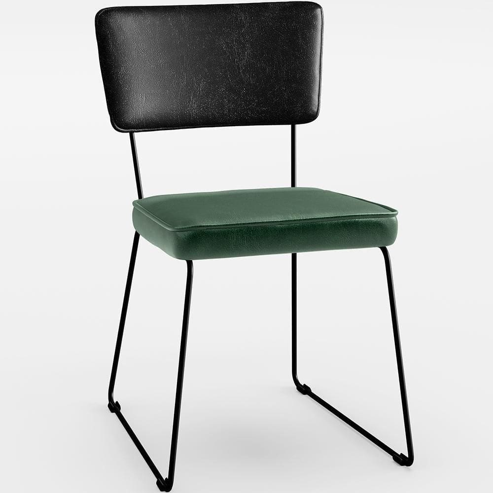 Cadeira Estofada Sala Jantar Preto Facto Verde Musgo
