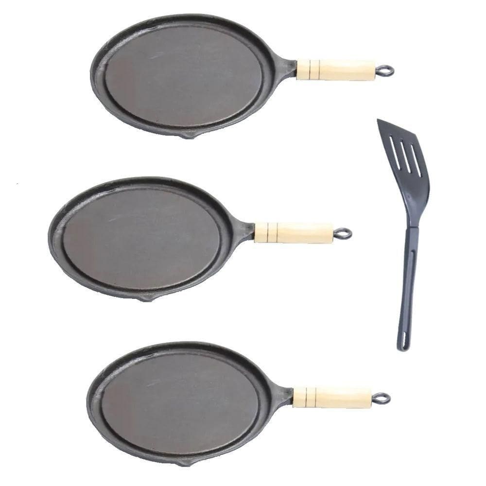 Kit 3 Bifeteiras Antiaderente Redonda Lisa 22Cm Com Espátula