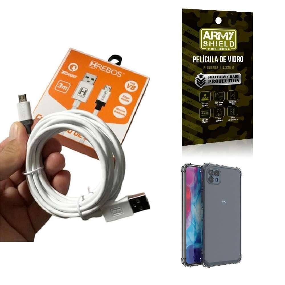 Capinha motorola g50 5g com cabo turbo e película de vidro
