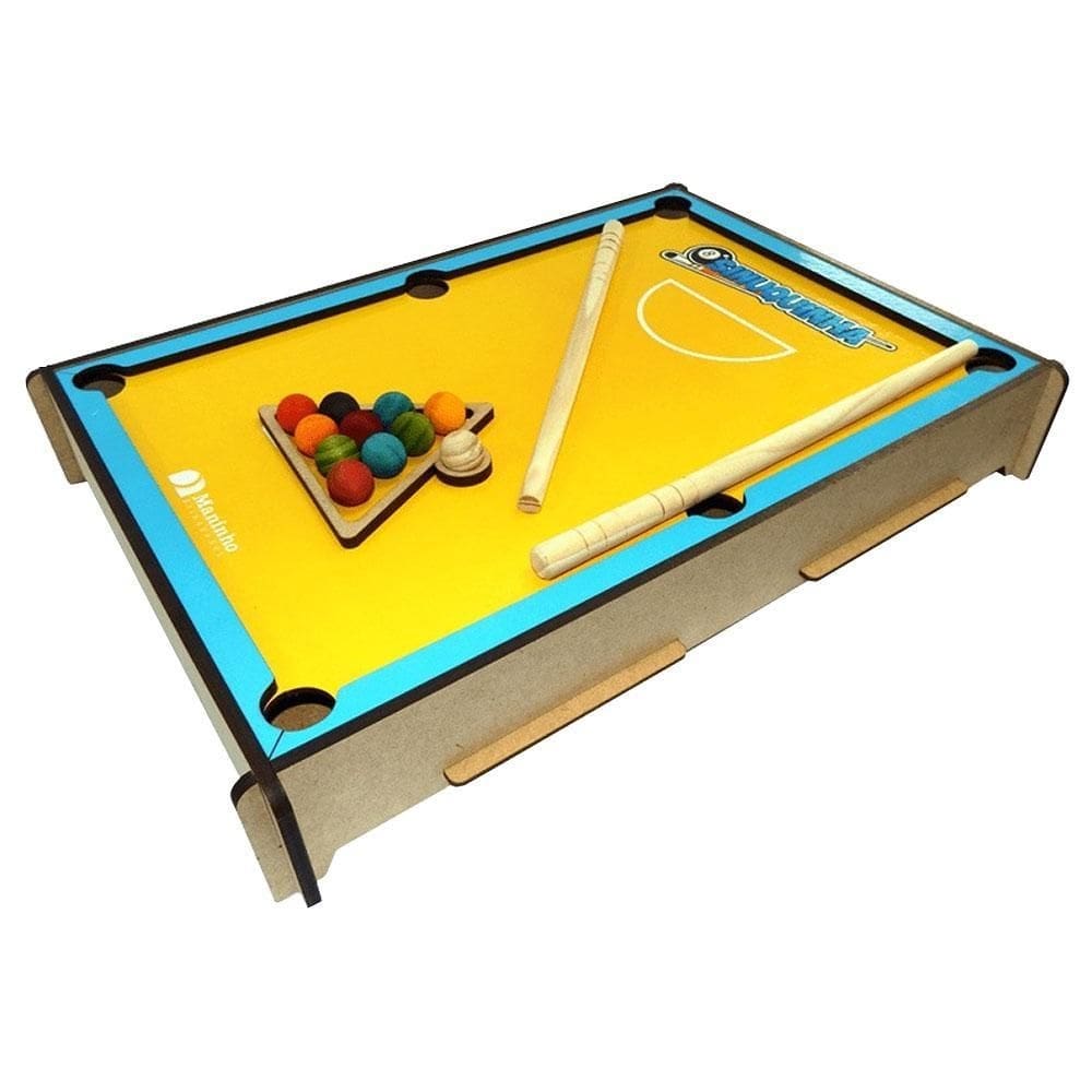 Sinuquinha infantil 45cm brinquedo mdf 2 tacos bilhar