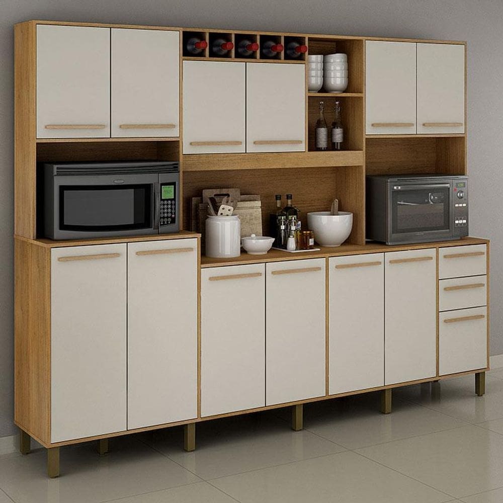 Armário de Cozinha Ambiente Ágata Cinamomo Off White - Valdemóveis
