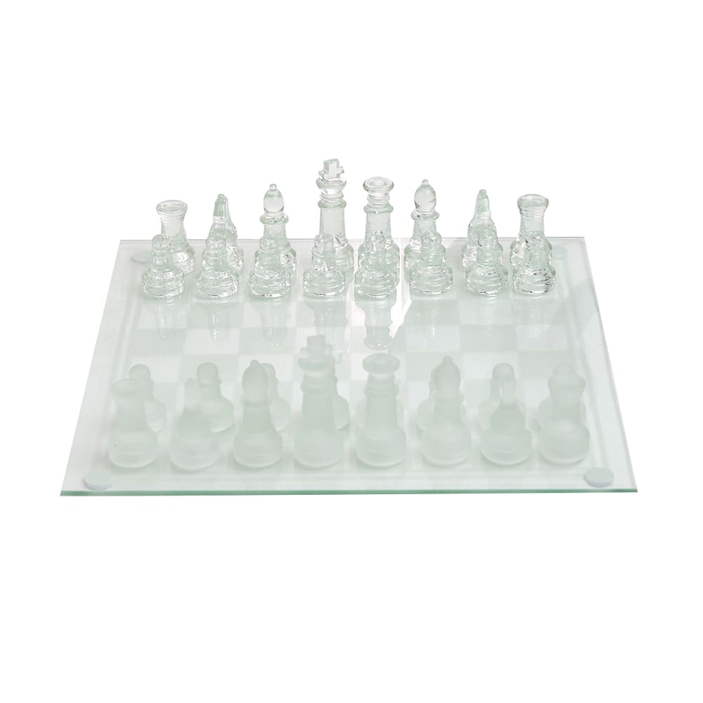 Jogo De Xadrez Com Tabuleiro E Peças De Vidro 25X25cm