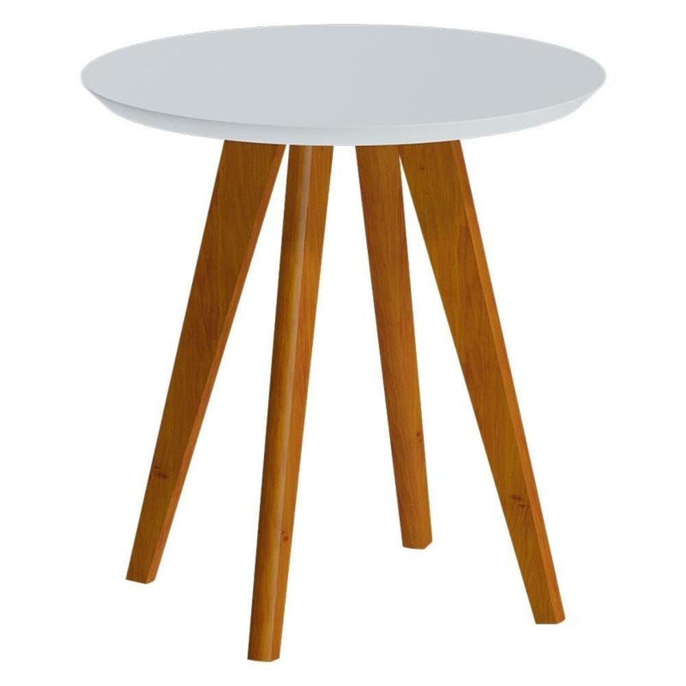 Mesa Lateral Classic Redonda Branco Acetinado - Imcal