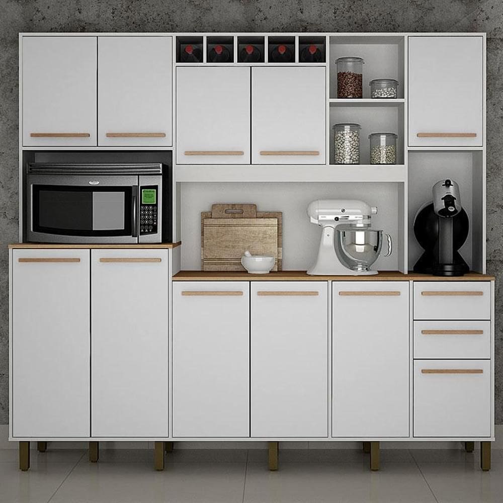 Armário de Cozinha Ambiente Petra Branco Cinamomo - Valdemóveis