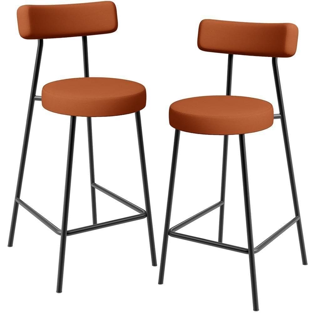 Kit 02 Banquetas Baixa Para Cozinha Sala De Jantar Bancada Milão L02 Tecido Terracota