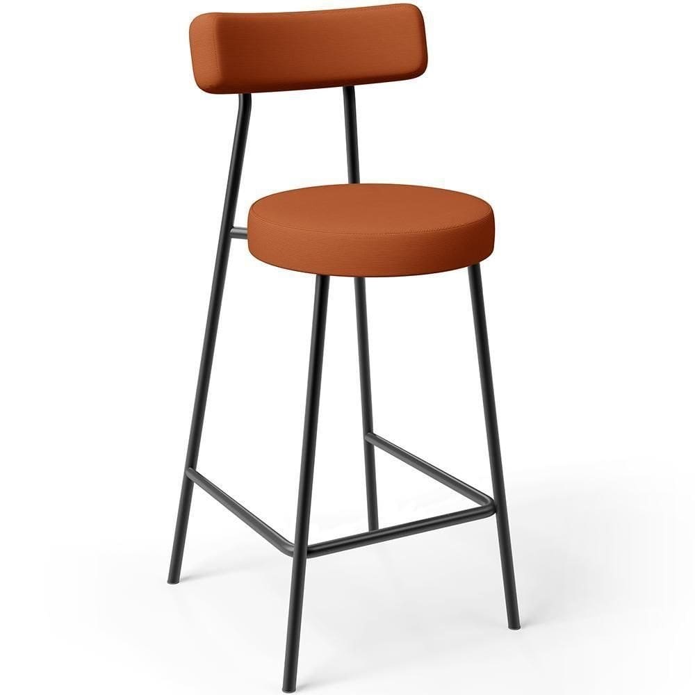 Banqueta Baixa Para Cozinha Sala De Jantar Bar Bancada Milão L02 Tecido Terracota -LyamDecor
