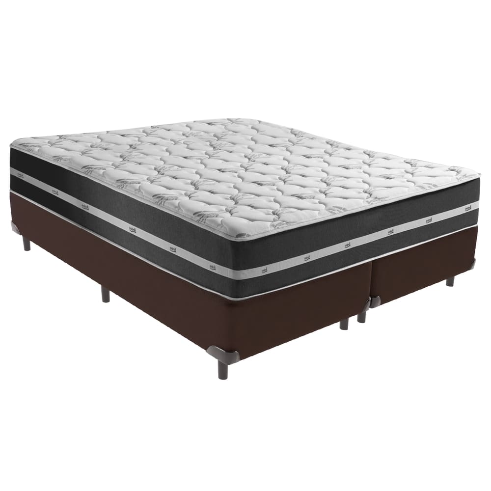 Cama Box King Preto com Base Marrom Classic Anjos
