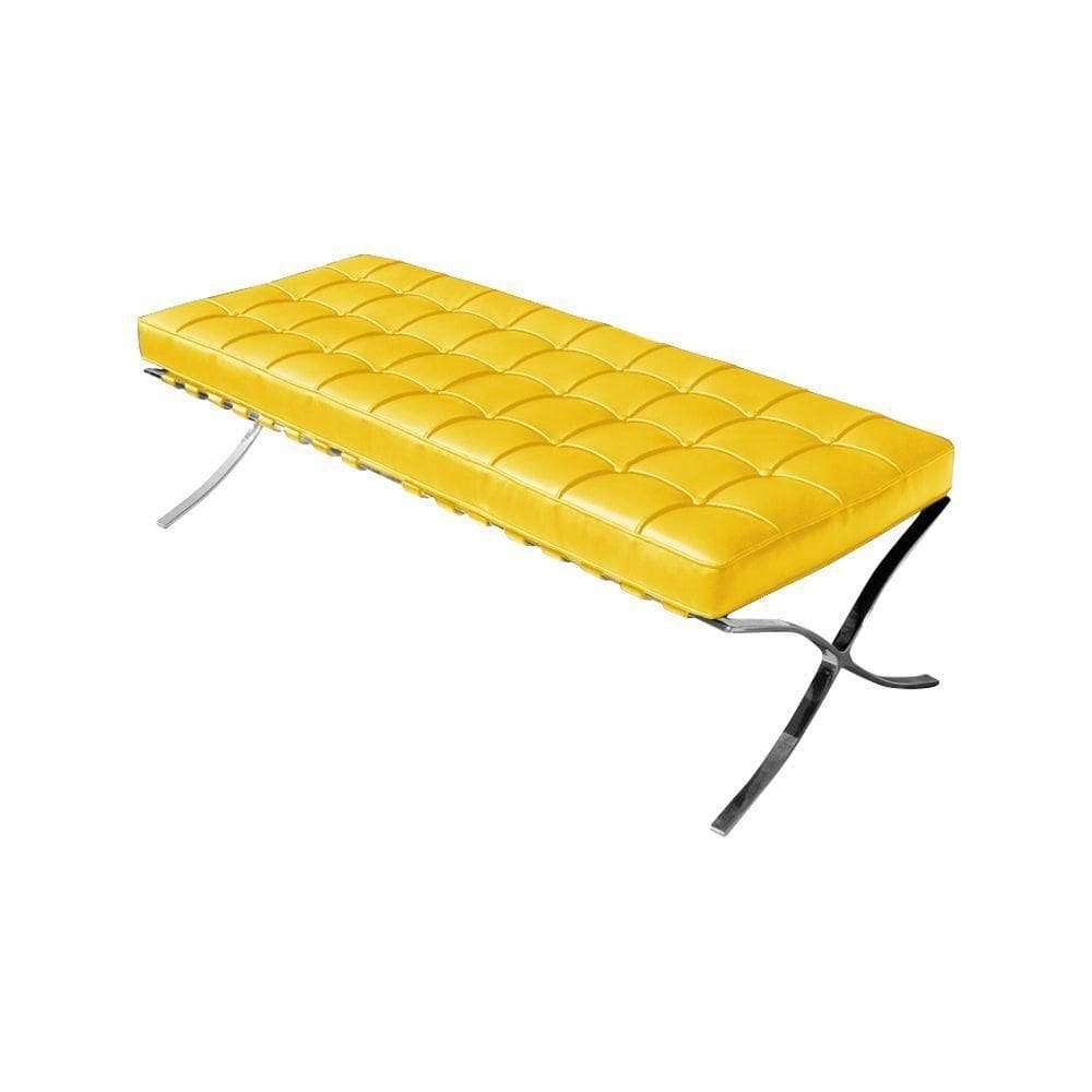 Banco Barcelona Couro Sintético Amarelo Base Inox Cor Amarelo
