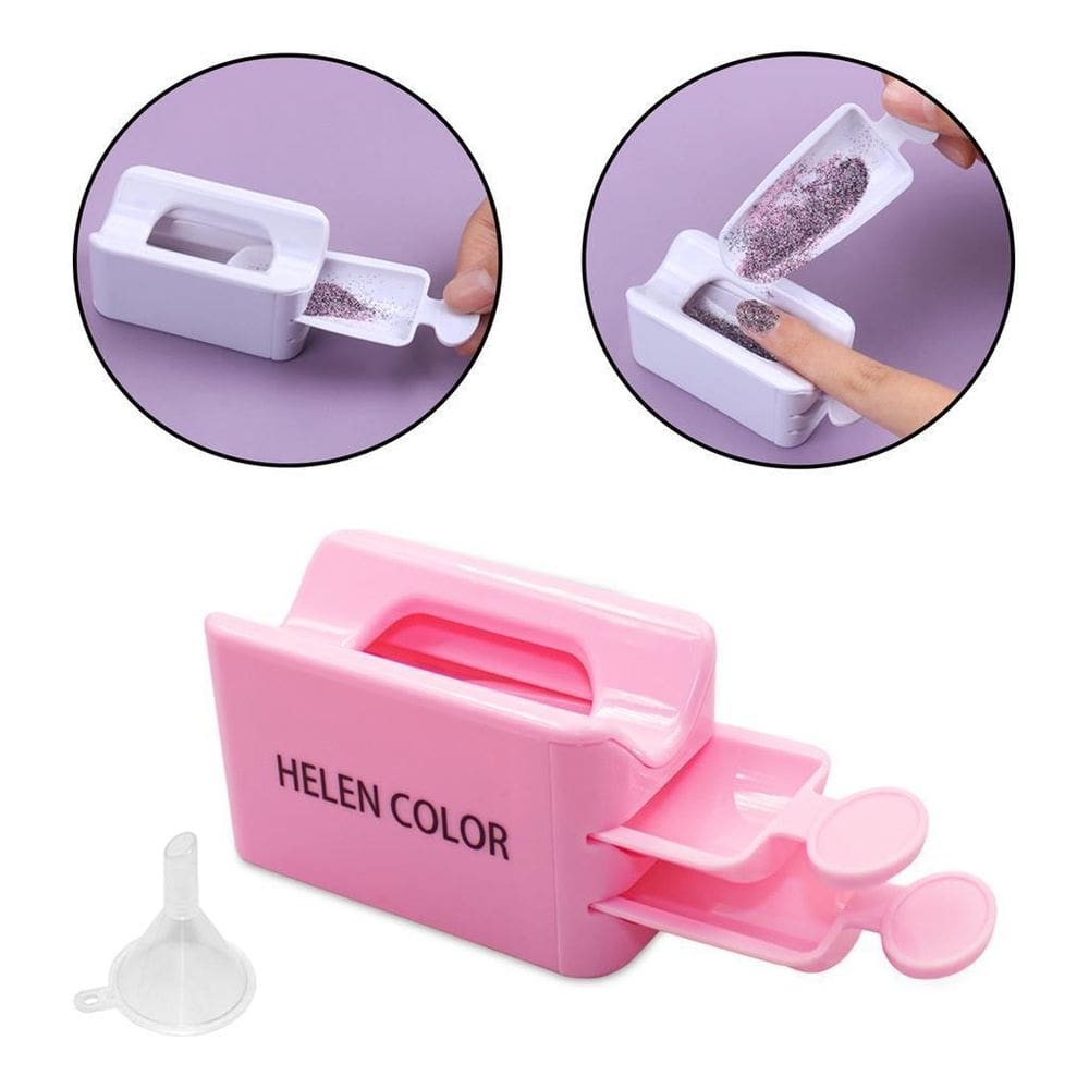 Recipiente coletor 2 pás e funil de glitter unhas decoração
