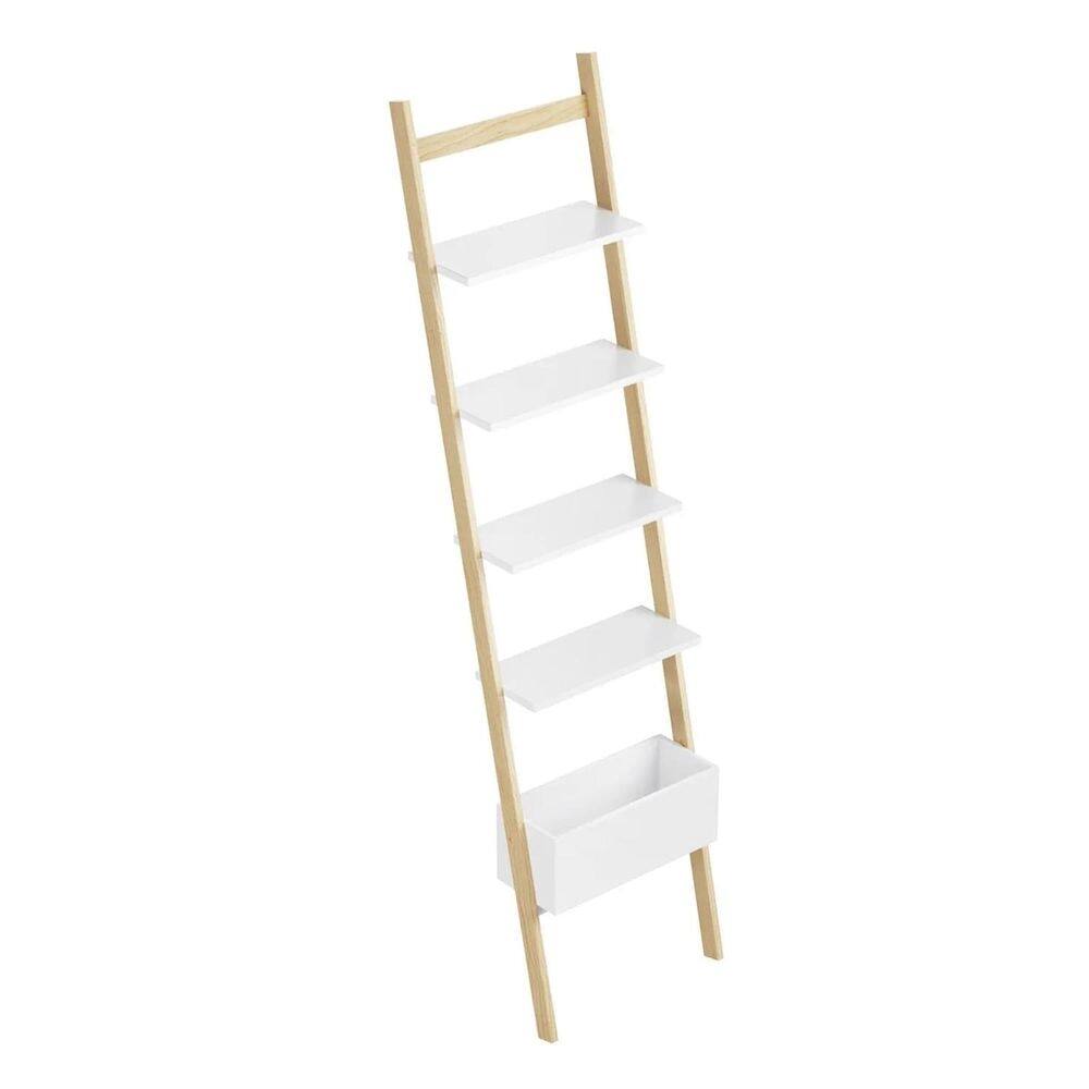 Estante Escada Sambalelê Branco e Pinus - 42cmx1,69m