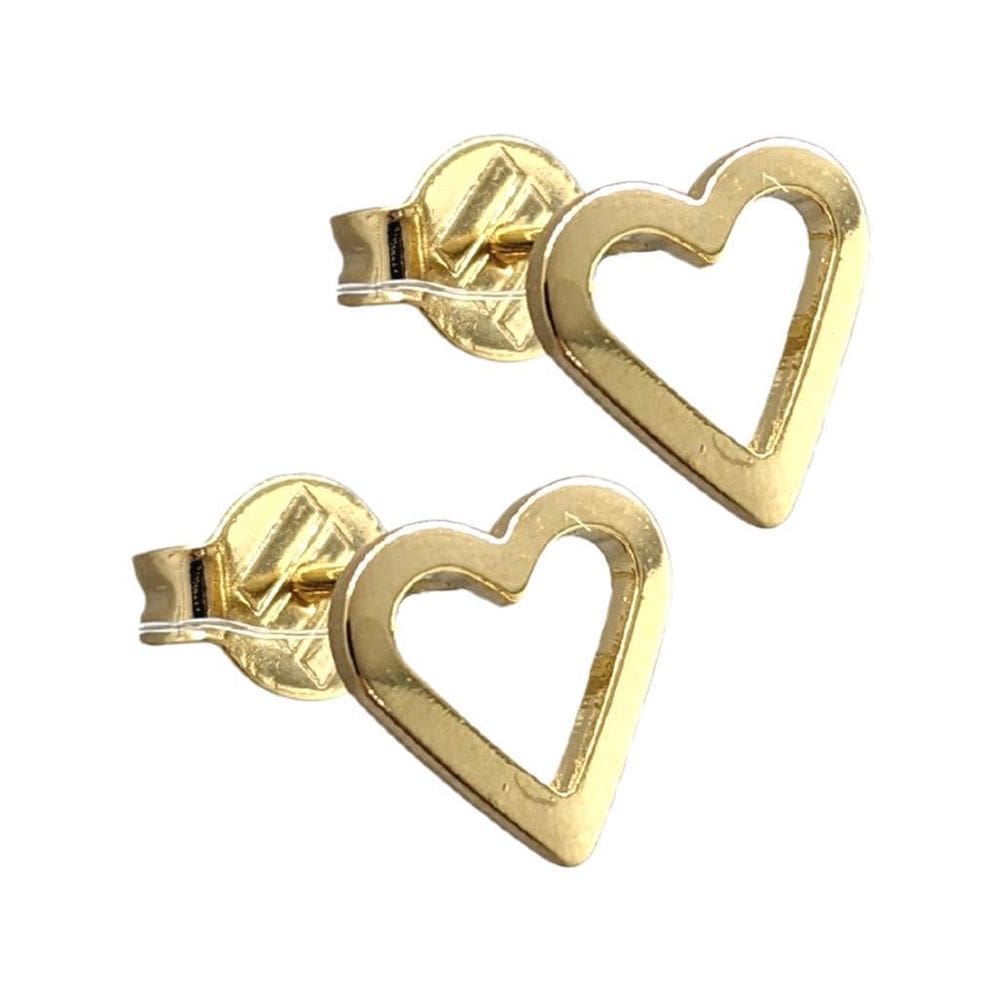 Brinco folheado a ouro coração vazado semijoia em caixa luxo