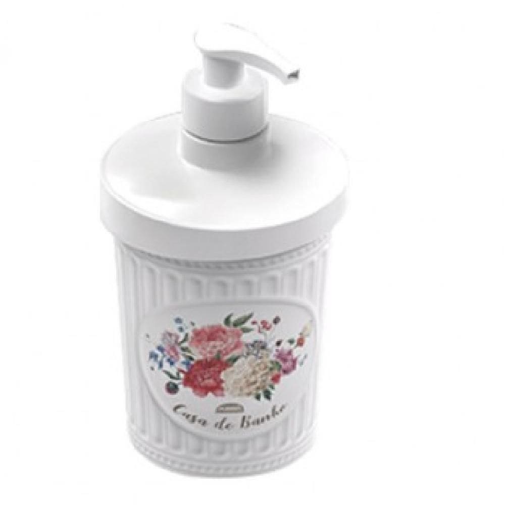 Porta sabonete líquido branco floral provence plasútil 360ml