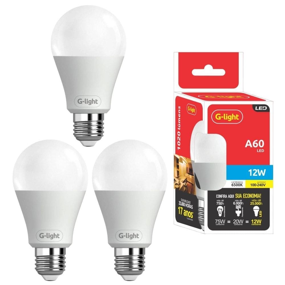 Kit 3 lâmpadas led iluminação geral temperatura branco frio