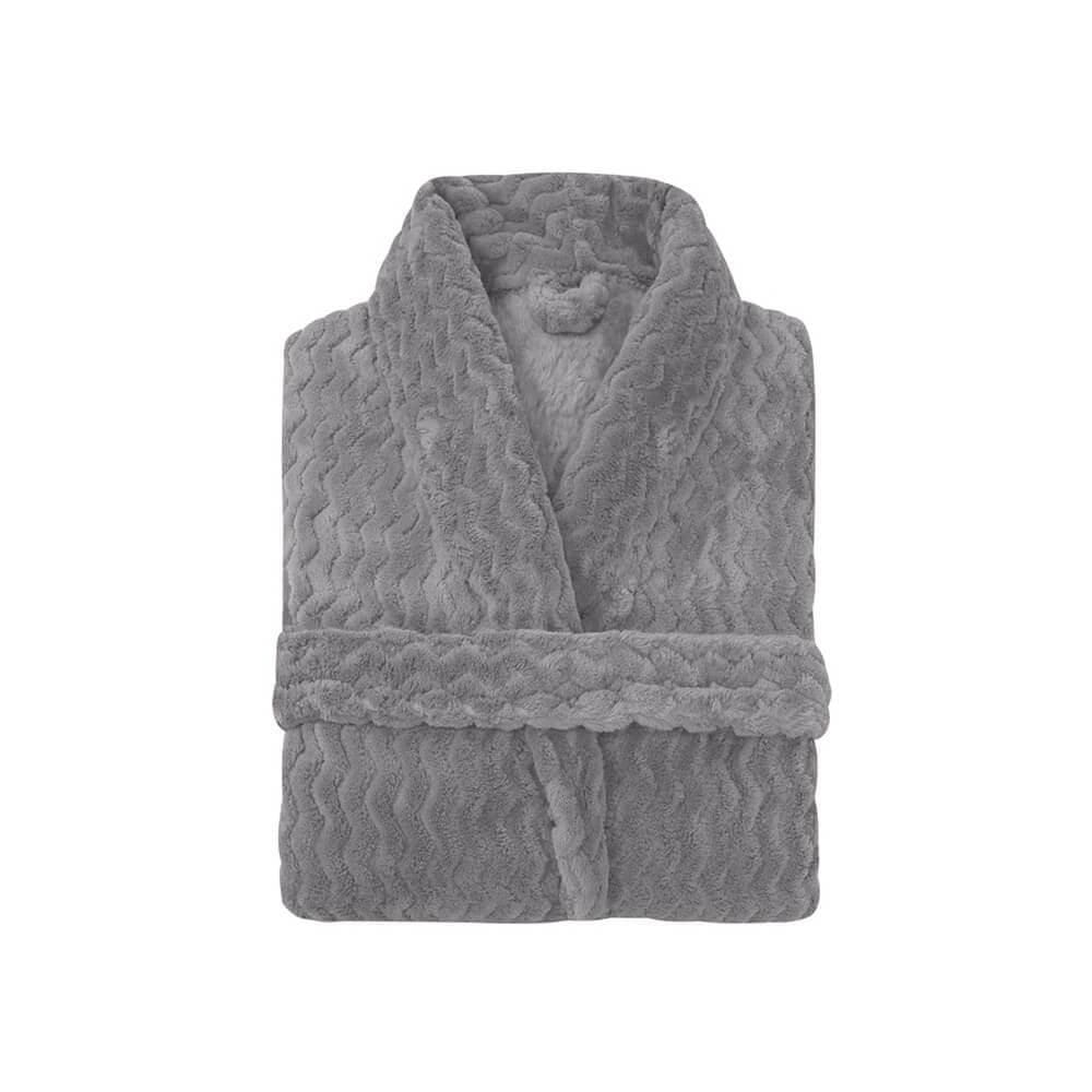 Roupão de microfibra wave tamanho g - andreza cinza
