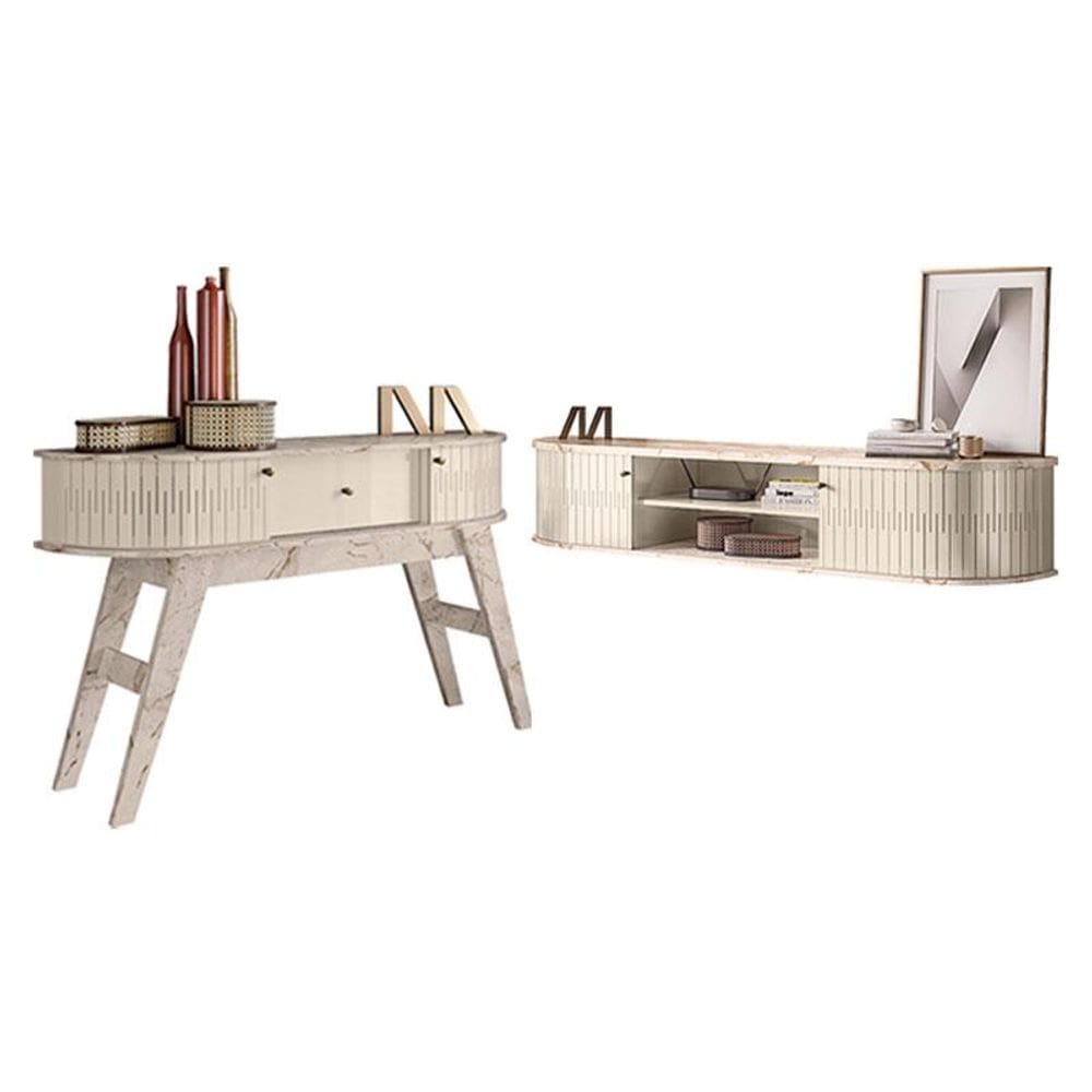 Rack Bancada Suspensa Algarve com Aparador Estoril Calacata Off White – Madetec