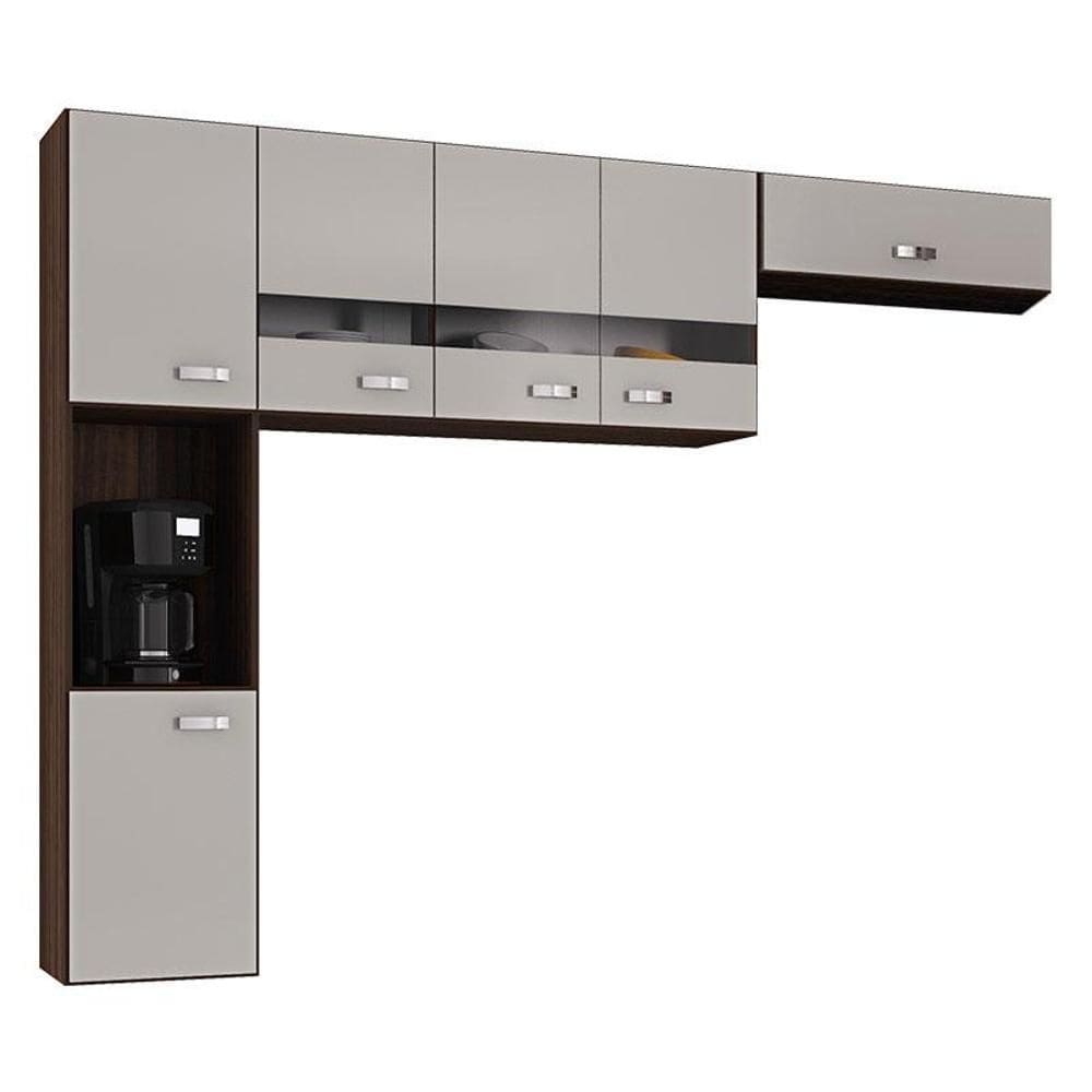 Cozinha Suspensa Julia 3 Peças Chocolate Off White – Poquema