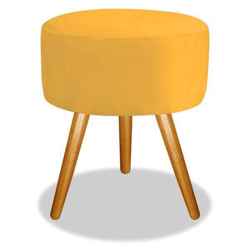 Puff para decoração sala de estar redondo amarelo