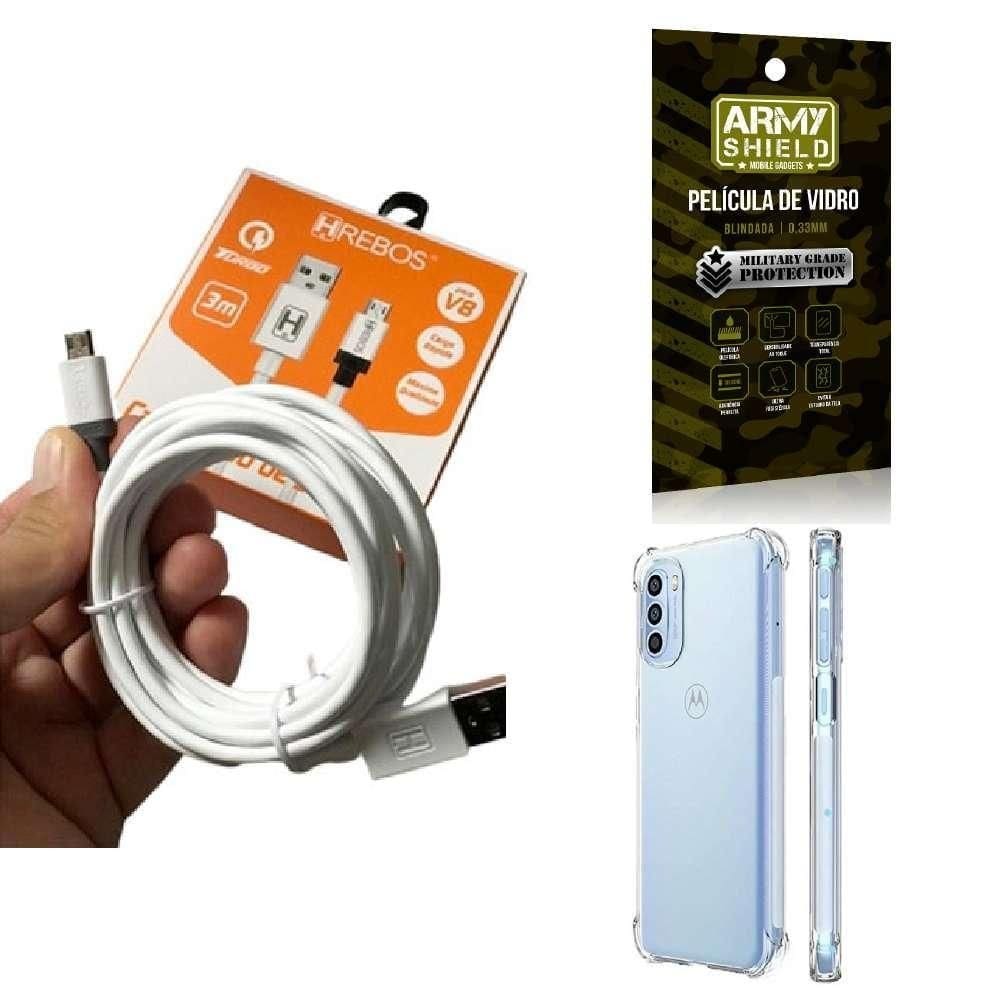 Kit capinha motorola g42 com cabo turbo e película de vidro