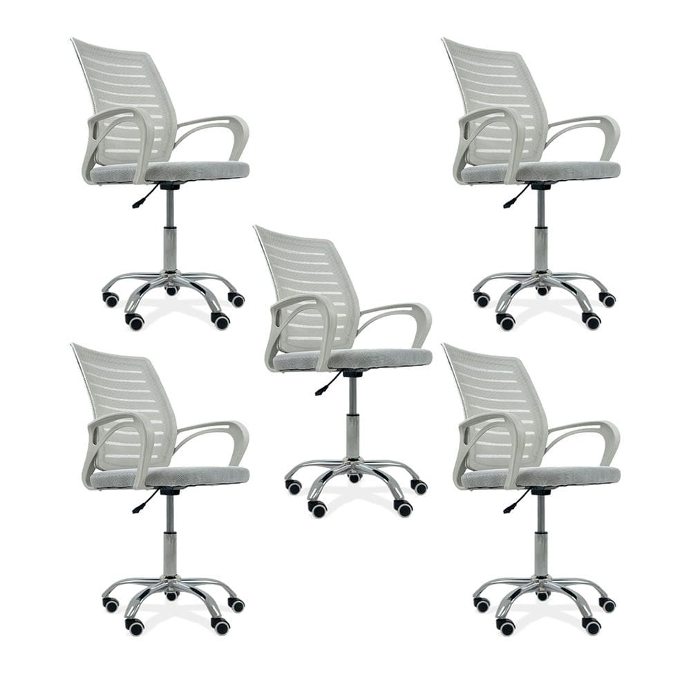 Kit 5 Cadeiras de Escritório Secretaria Diretor Roma Ergonômica - Branca