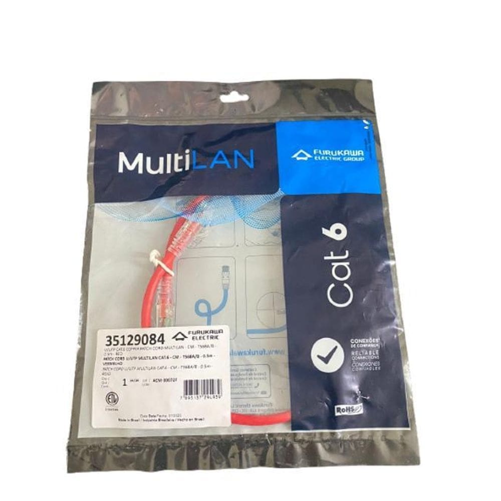 Patch cord furukawa multilan cat6 0,50cm vermelho 35129084