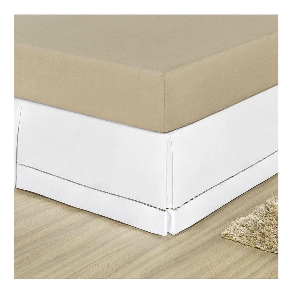 Saia para cama box casal king algodão branca