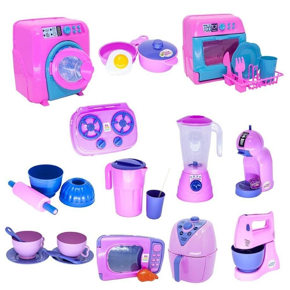 Kit cozinha infantil eletro fogão xícara forma panela 29pç