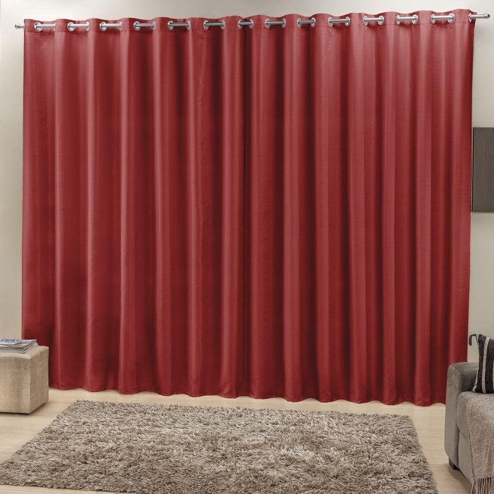 Cortina 2m ráfia trilho suisso vermelho