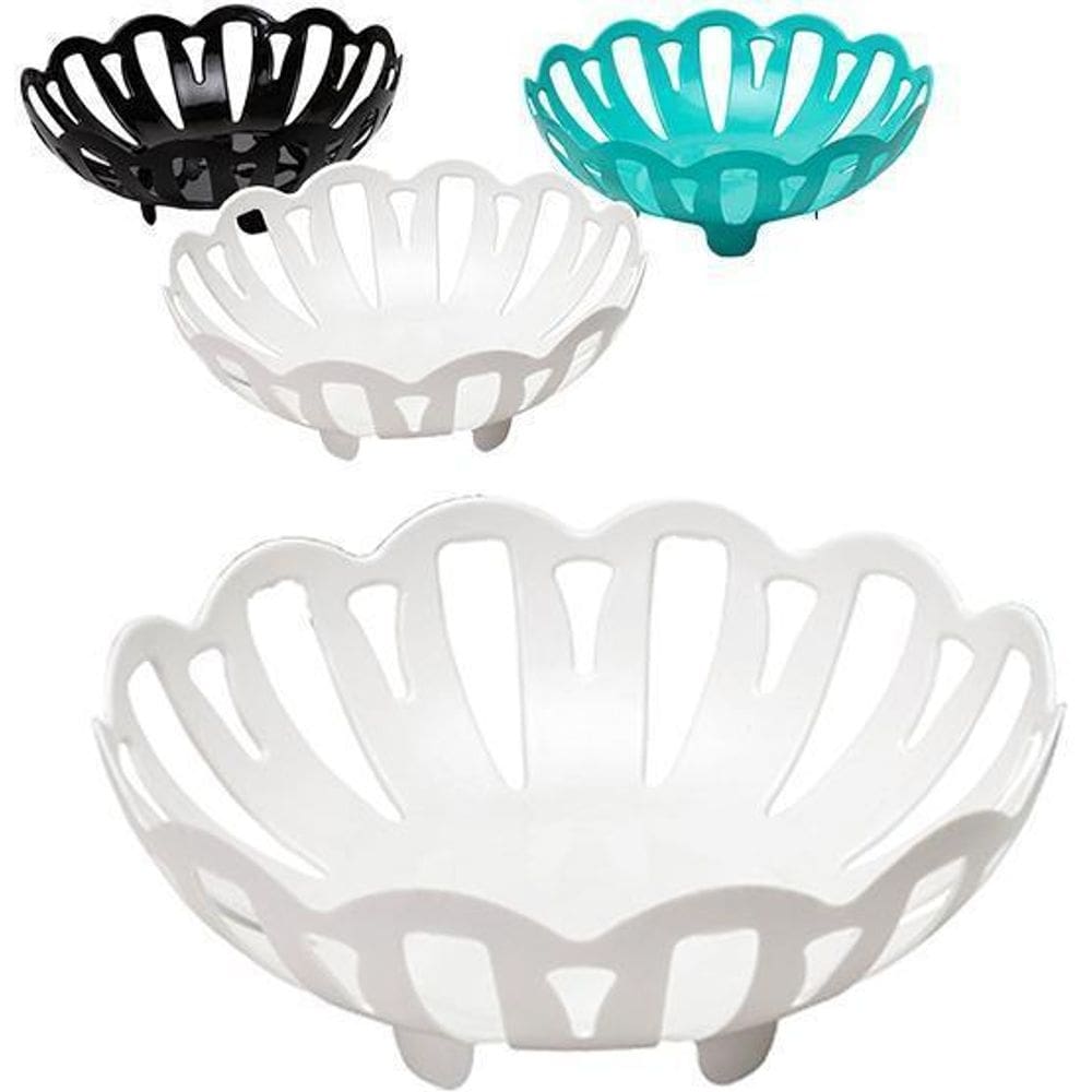 Fruteira de mesa de plastico redonda vazado colors 12,5x30cm