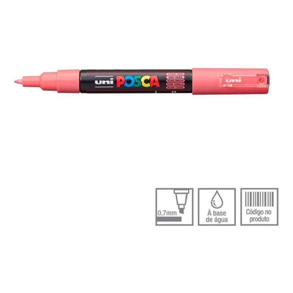Pc-1m caneta posca rosa coral ponta cônica 0.7 mm
