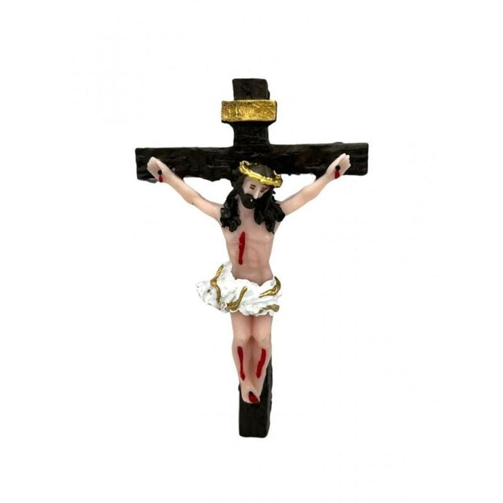 Crucifixo decorativo de parede 11 cm em resina