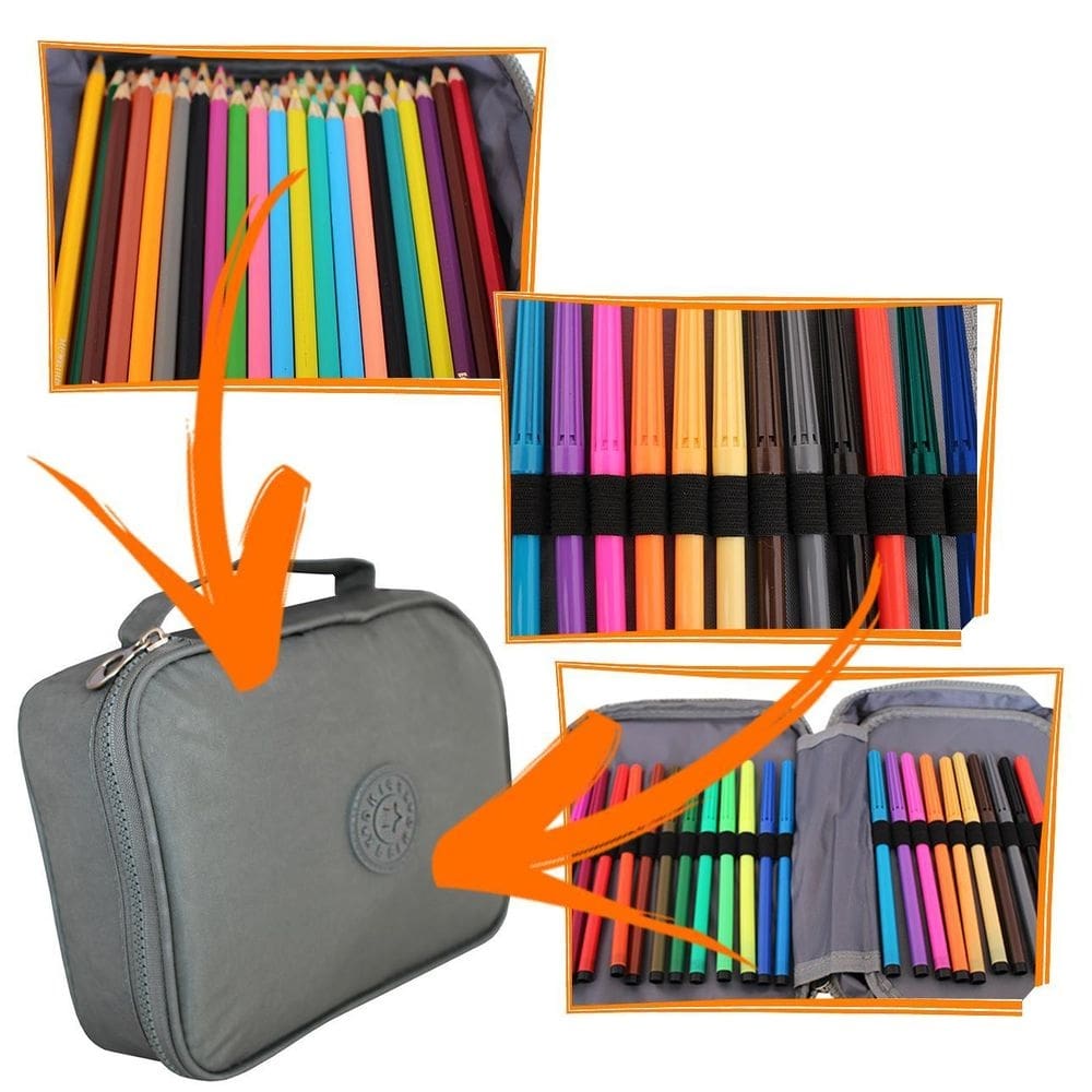 Estojo escolar box jumbo organizador juvenil azul-marinho