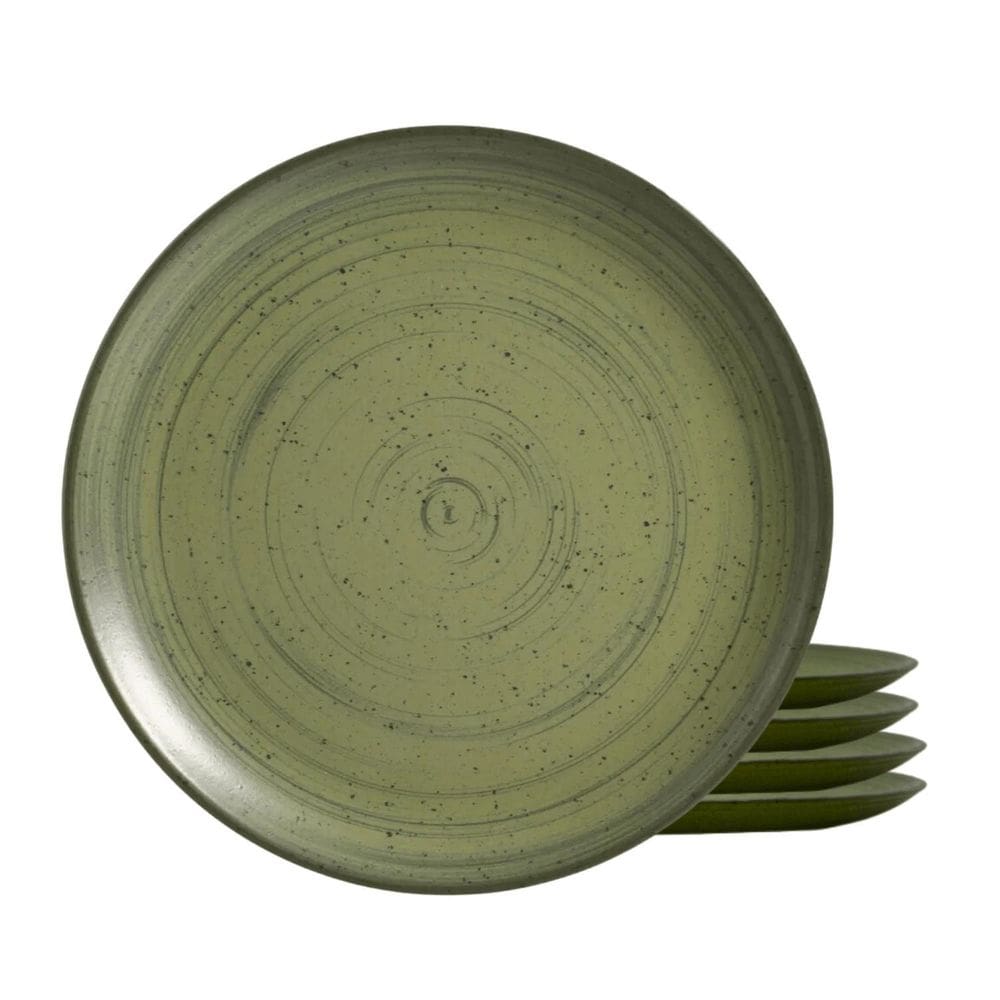 Jogo De Pratos Sobremesa Cerâmica Kit 4 Peças 20Cm Kya Olive