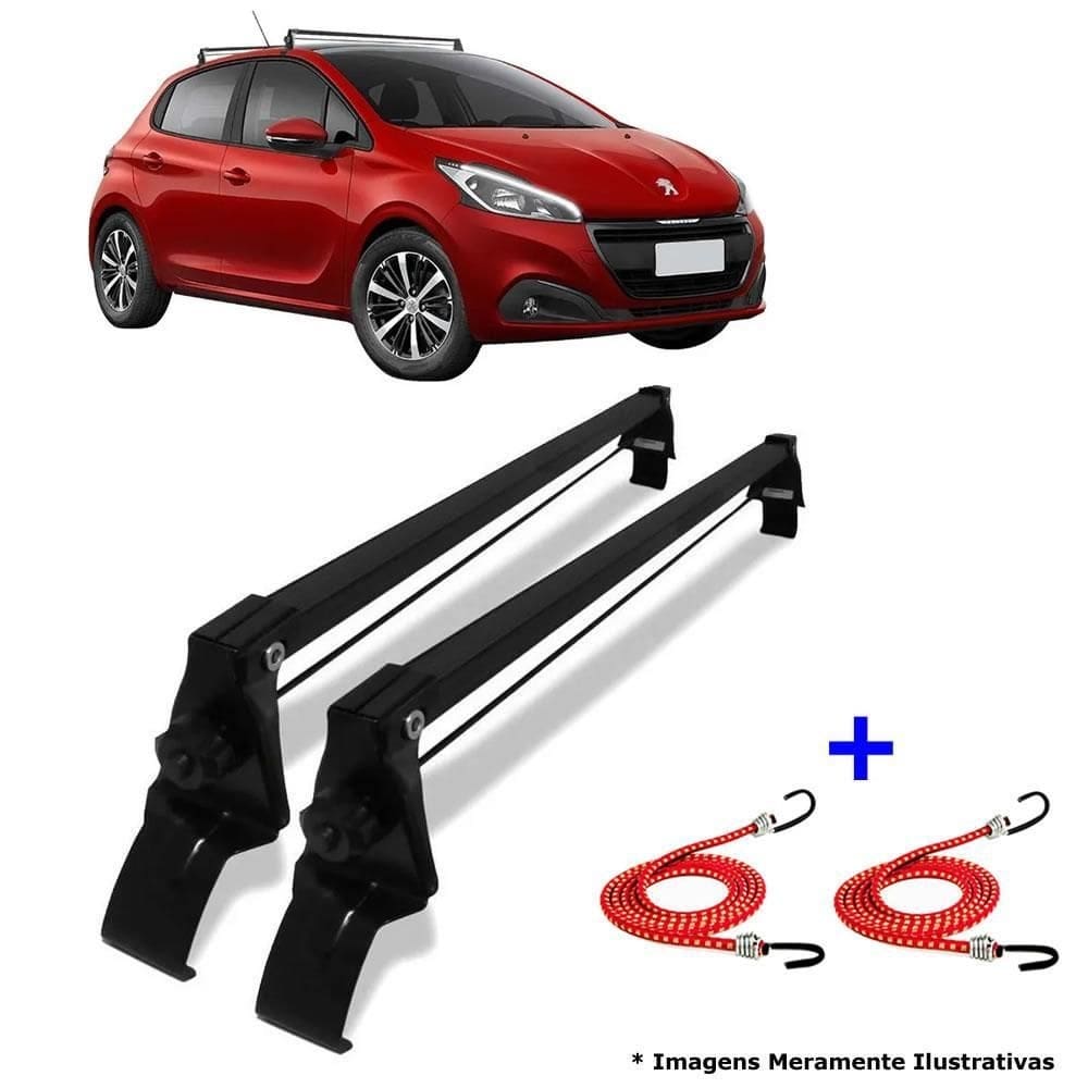 Rack de teto vhip peugeot 208 2013 a 2020 + 2 elástico carga