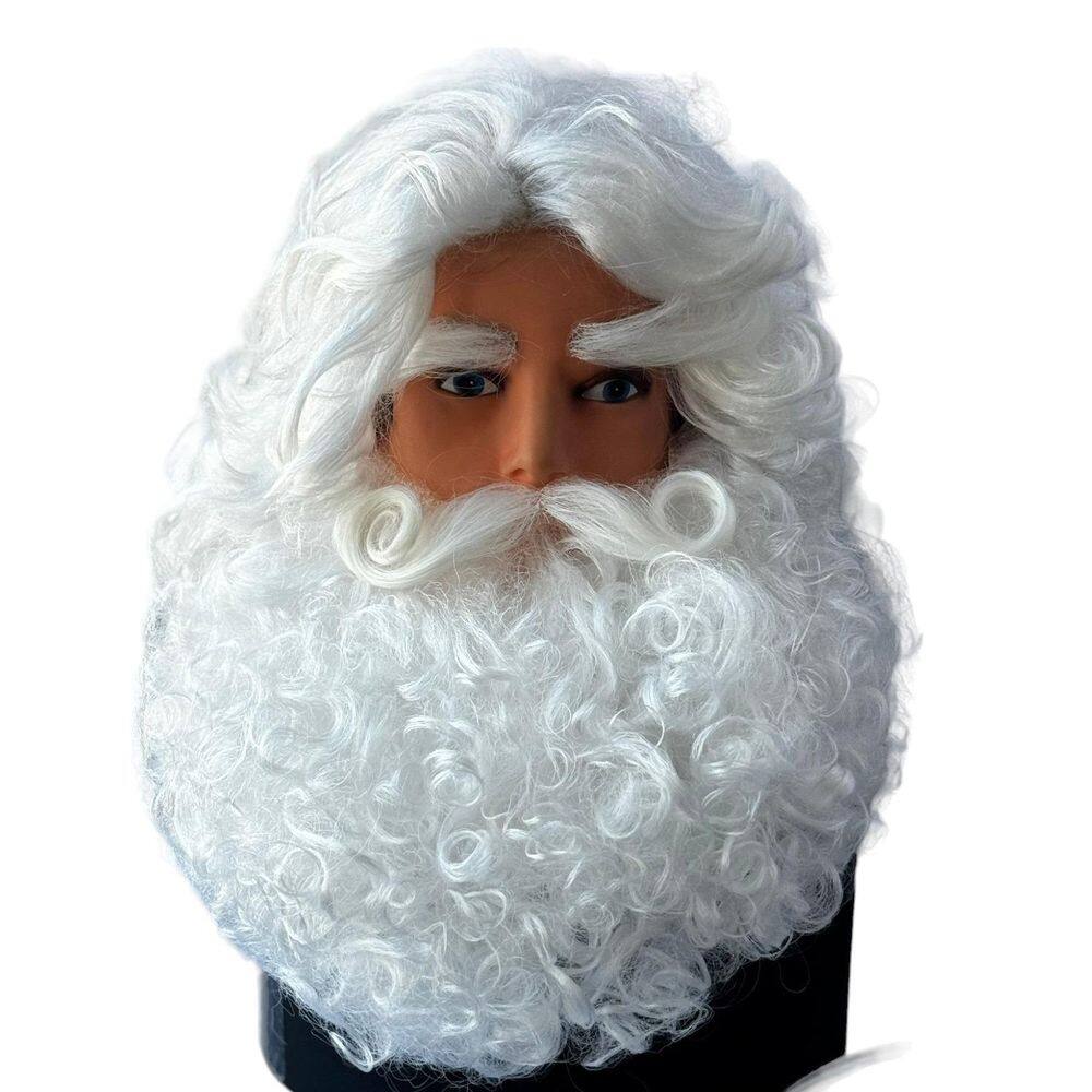 Papai Noel Realista Luxo Barba Peruca Bigode E Sobrancelha