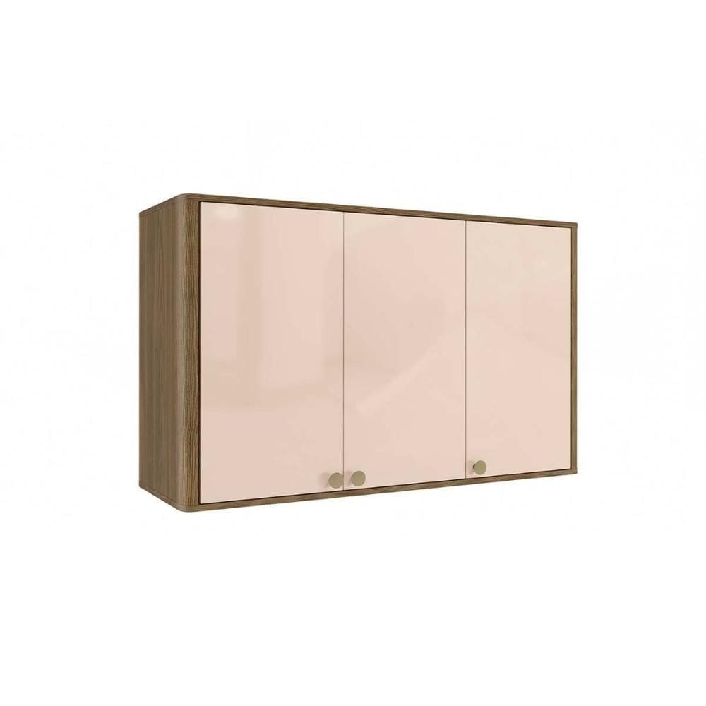 Armário Aéreo p/ Cozinha Curve N646 c/3 Portas 120cm Nogueira/Macadamia - Kappesberg