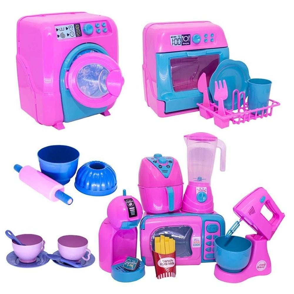 Kit brinquedo cozinha forma air fryer batedeira xícara 23pç