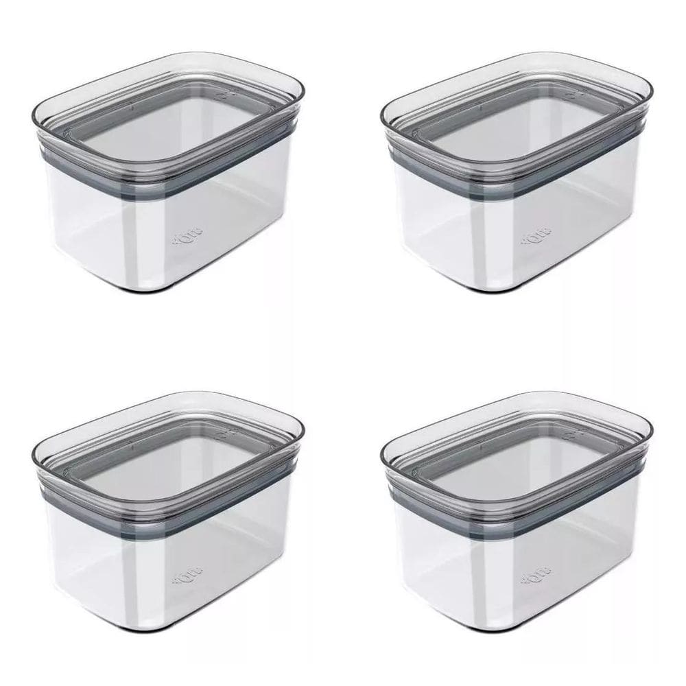 Kit 04 Pote Organizador Hermetico Block Retangular - 0,65L