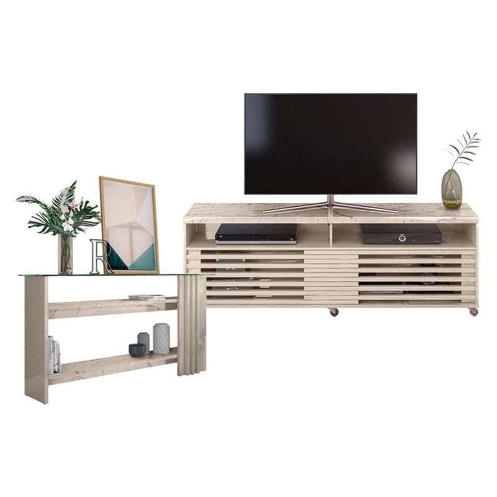 Rack Bancada com Aparador Frizz Cross Calacata Off White – Madetec