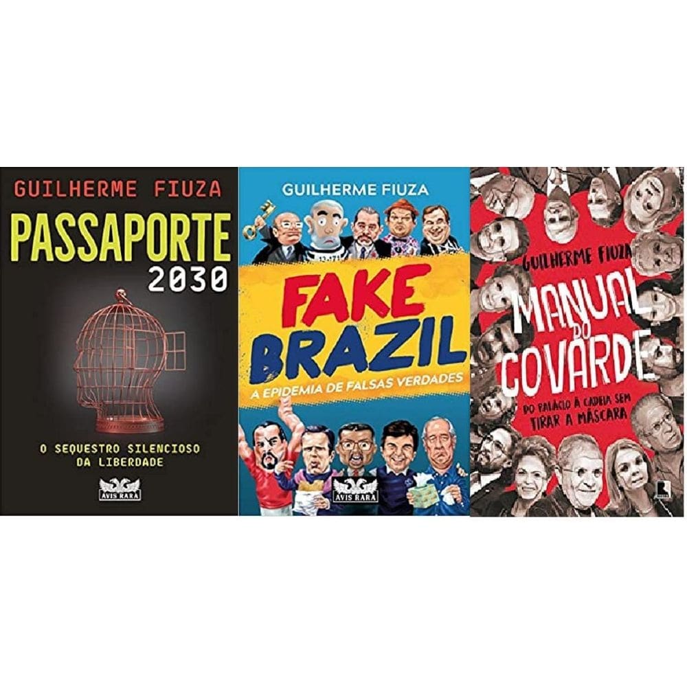 Kit 3 livros guilherme fiuza manual do covarde + fake brazil