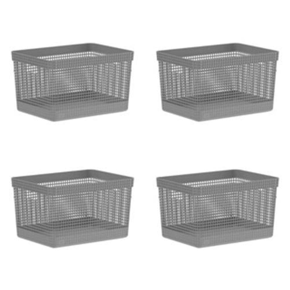 Kit 04 Cesto Organizador Caixa Armário Brinquedos 20L