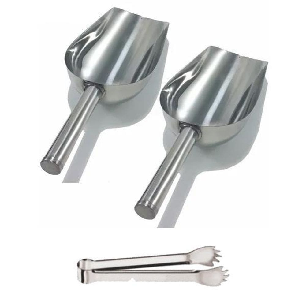 Kit 2 pá concha 350ml pegador para gelo com pegador inox