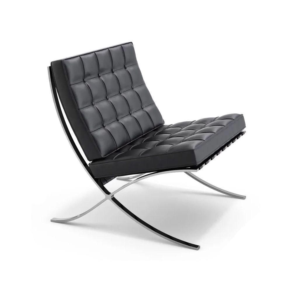 Poltrona Barcelona Inox Couro Preto Cor Preto