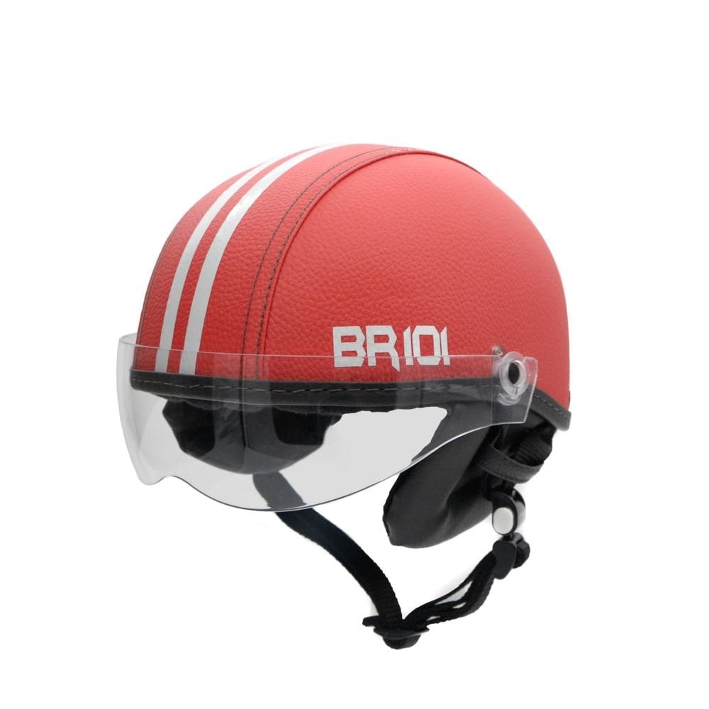 Capacete coquinho scooter elétrica bike vermelho viseira