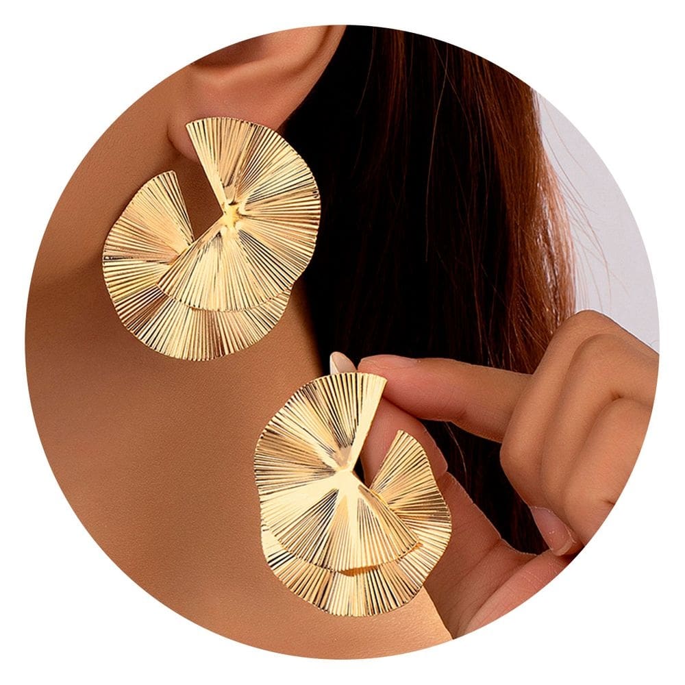 Brincos Feminino Trançado Dourado Festas Elegante Moda