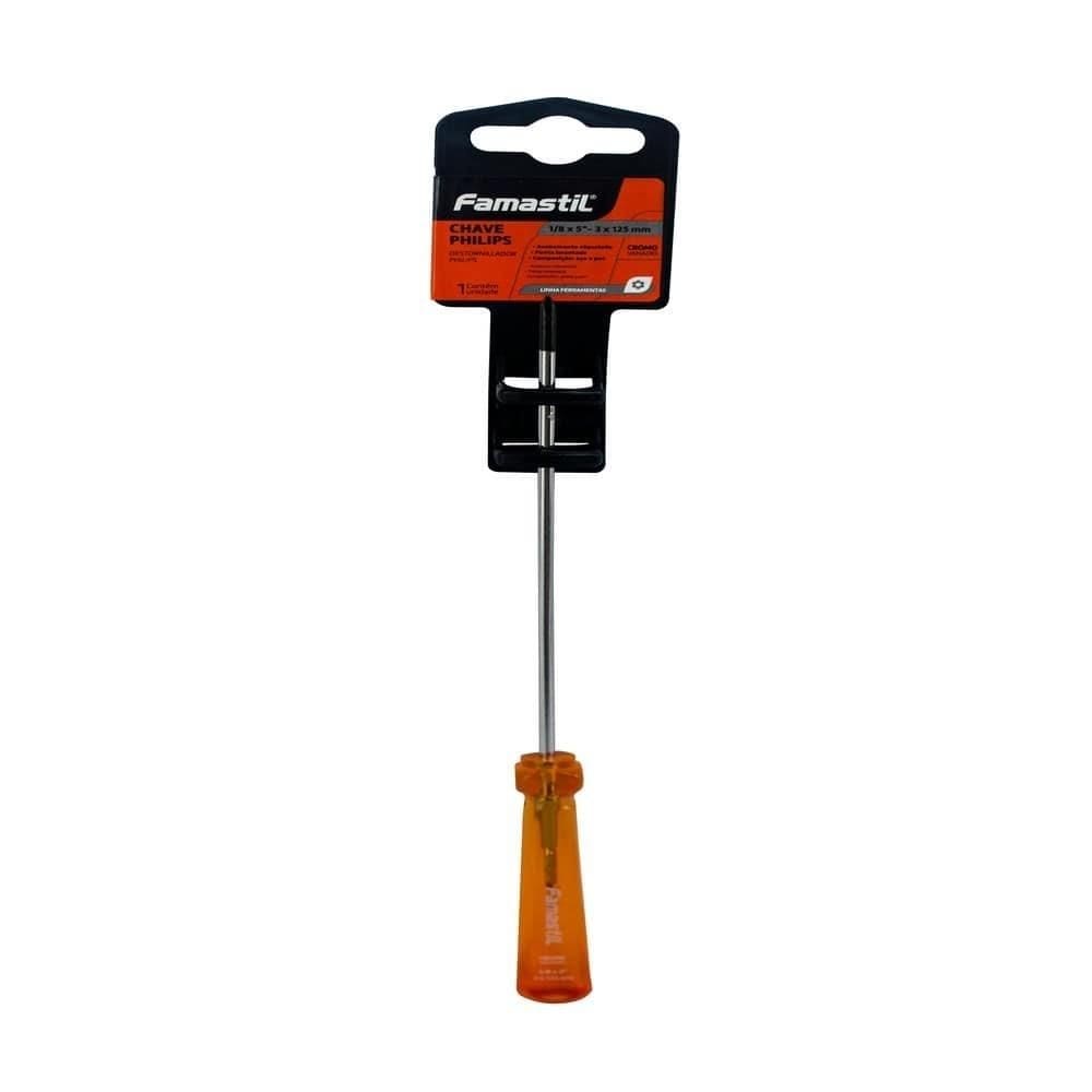 Chave Philips Famastil 1/8x5P Ponta Imantada Cromo Vanádio - Embalagem com 6 Unidades