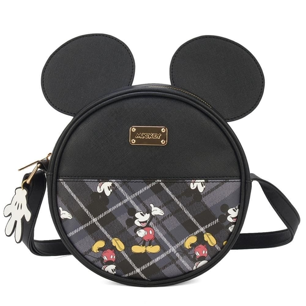 Bolsa mickey orelhas bmk78595 redonda pequena xadrez