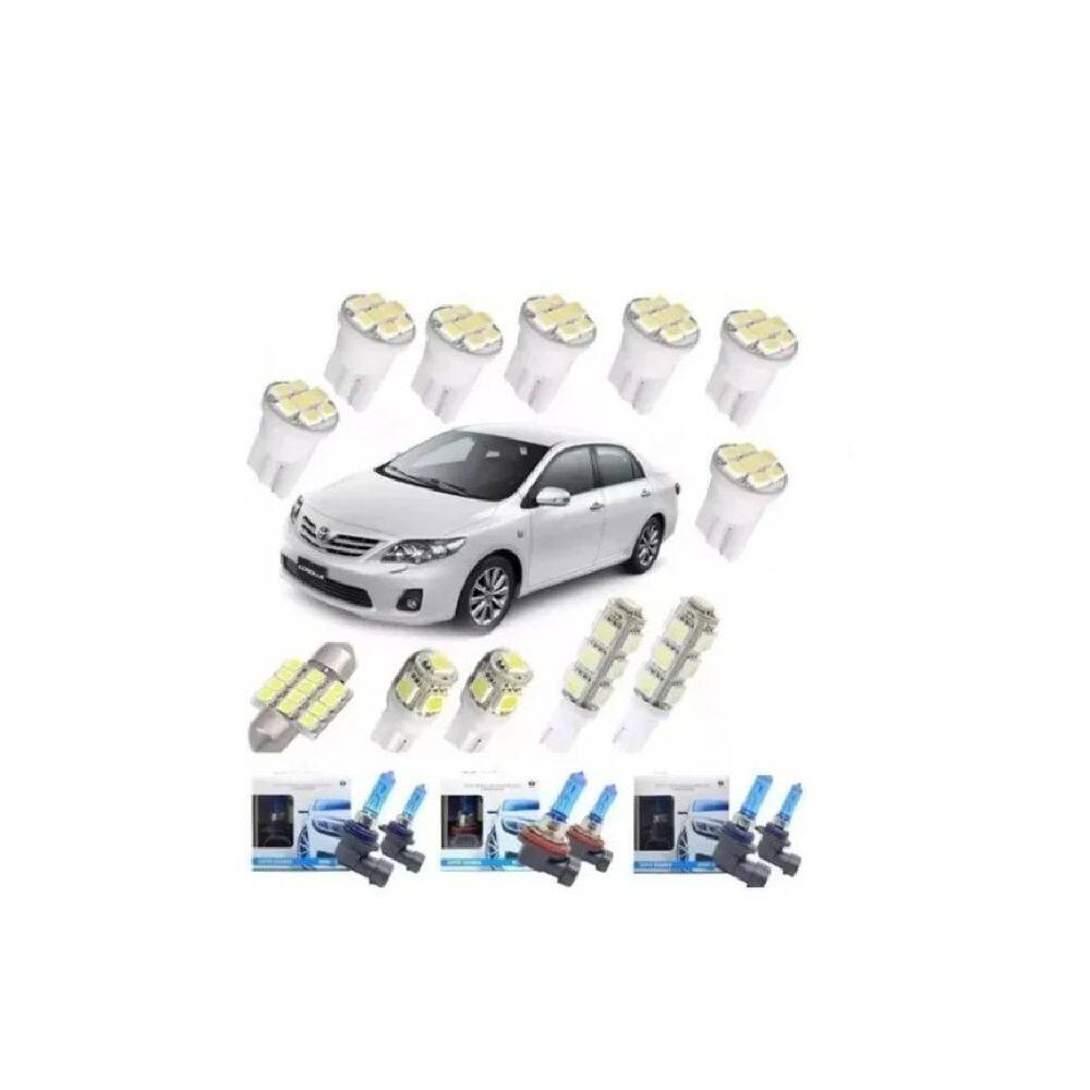 Kit lâmpada super branca + led corolla 2009/2013 techone